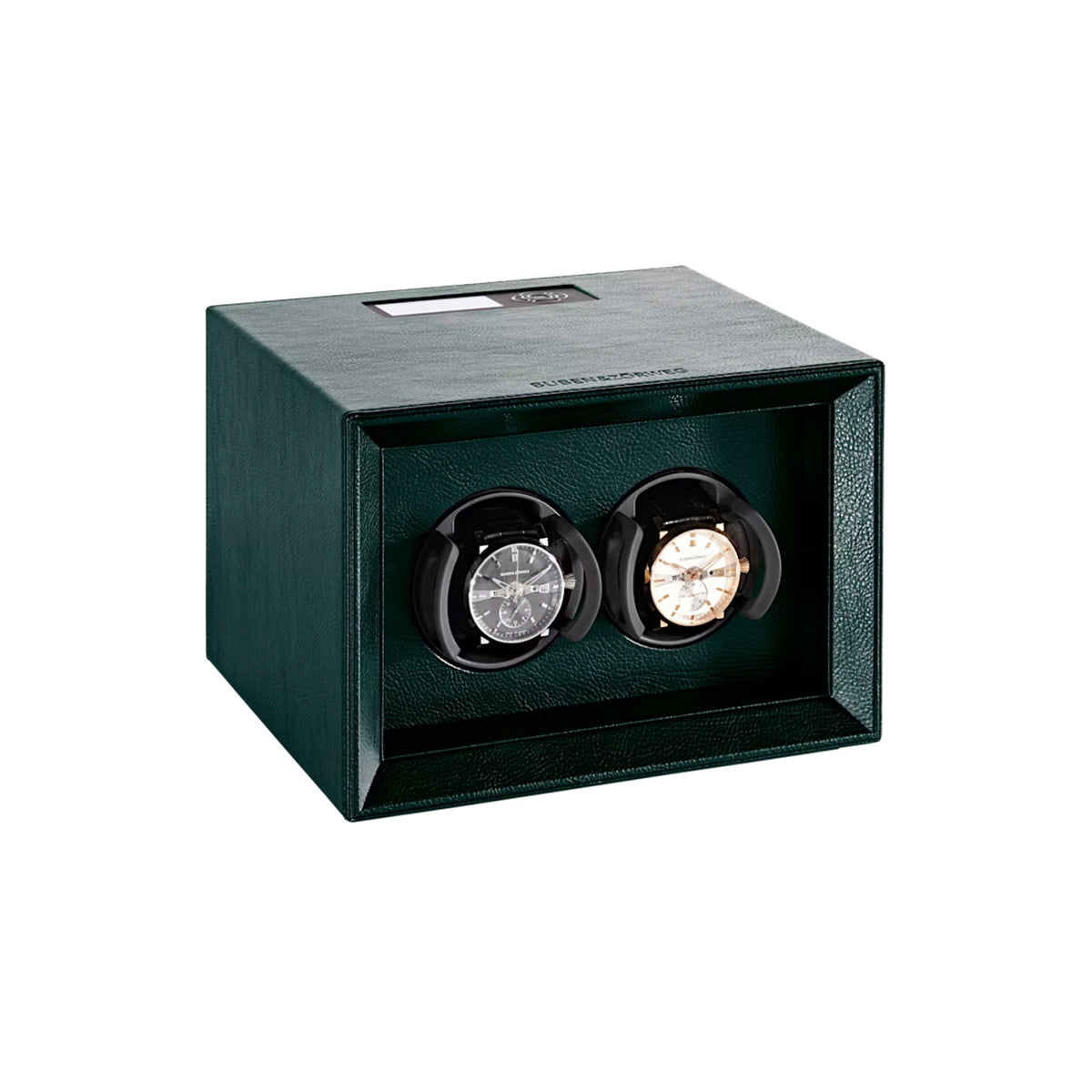 Buben & Zorweg Safe Master 2 Watch Winder in green for storing and winding 2 watches.