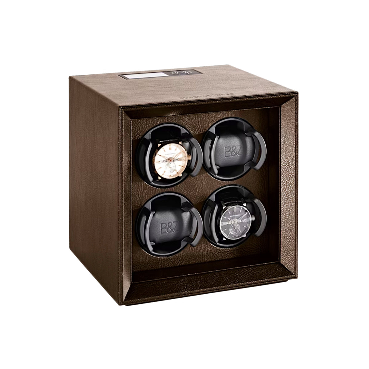 Premium Buben & Zorweg Safe Master 4 Watch Winder in brown with leather finish.
