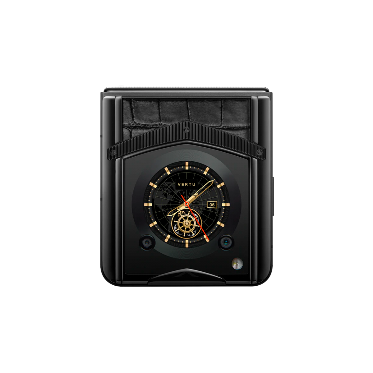 VERTU IRONFLIP PHONE BASALT BLACK ALLIGATOR SKIN