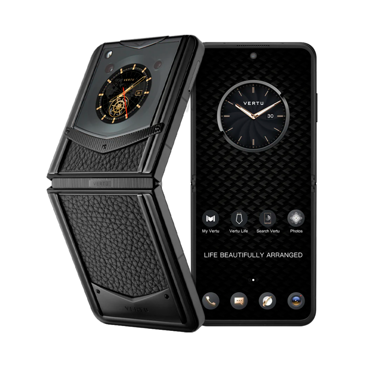 VERTU IRONFLIP PHONE JADE BLACK CALFSKIN