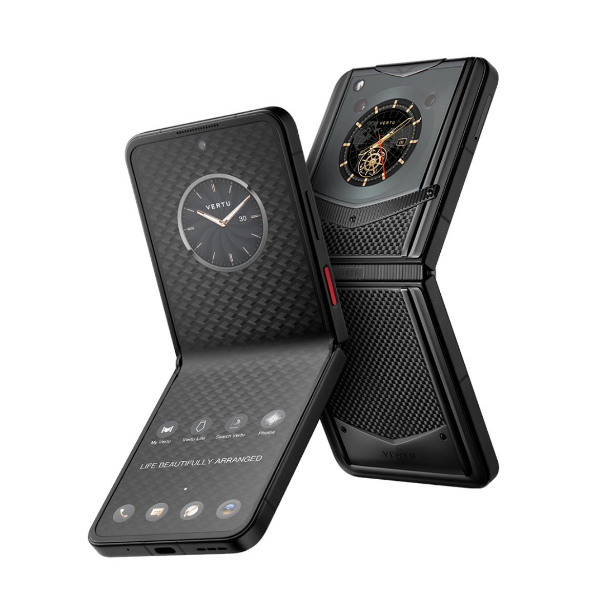 VERTU IRONFLIP PHONE CARBON TEXTURE TAFFETA - LUXURY FLIP PHONE