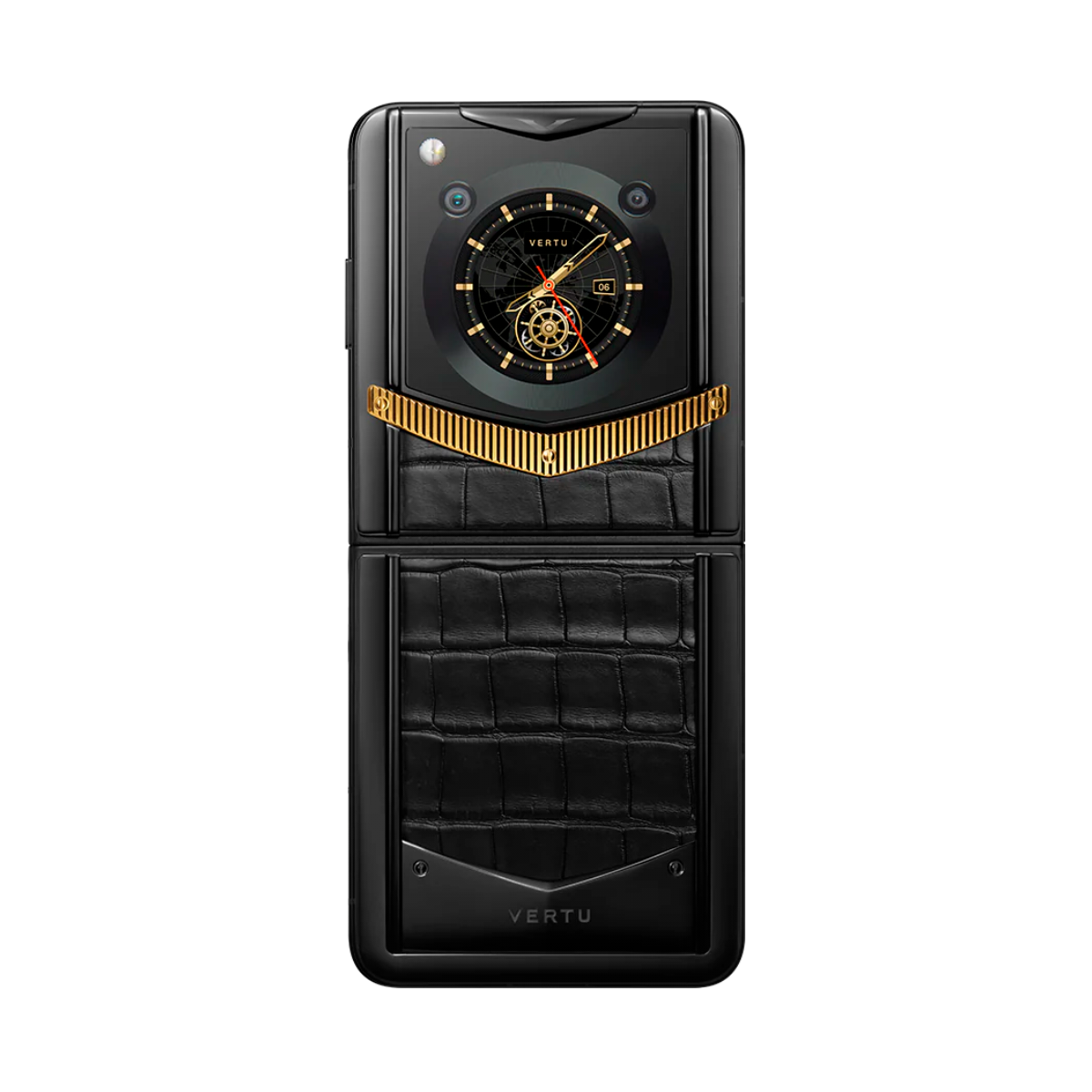 VERTU IRONFLIP PHONE YG BASALT BLACK ALLIGATOR SKIN
