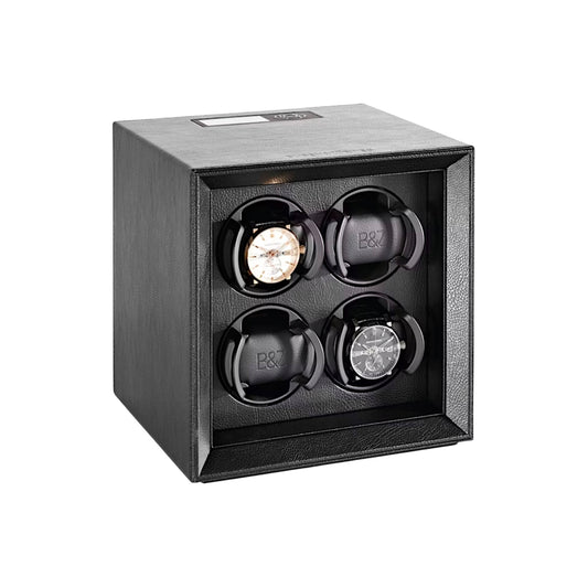 Buben & Zorweg Safe Master 4 Watch Winder in black, upholstered in Italian nappa leather.