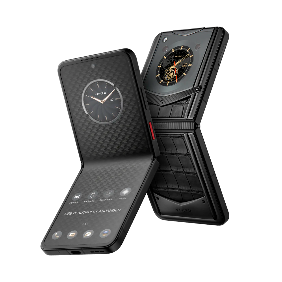 VERTU IRONFLIP BASALT BLACK ALLIGATOR SKIN