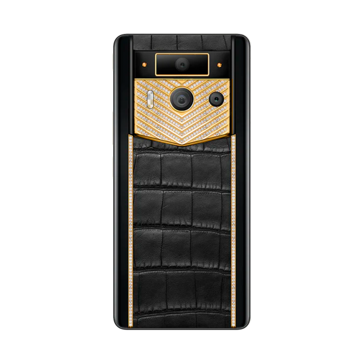 VERTU METAVERTU 2 PHONE WEB3 AI BLACK ALLIGATOR SKIN(GOLD WITH DIAMONDS)