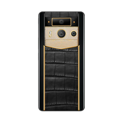 VERTU METAVERTU 2 PHONE WEB3 AI BLACK ALLIGATOR SKIN(GOLD WITH DIAMONDS)