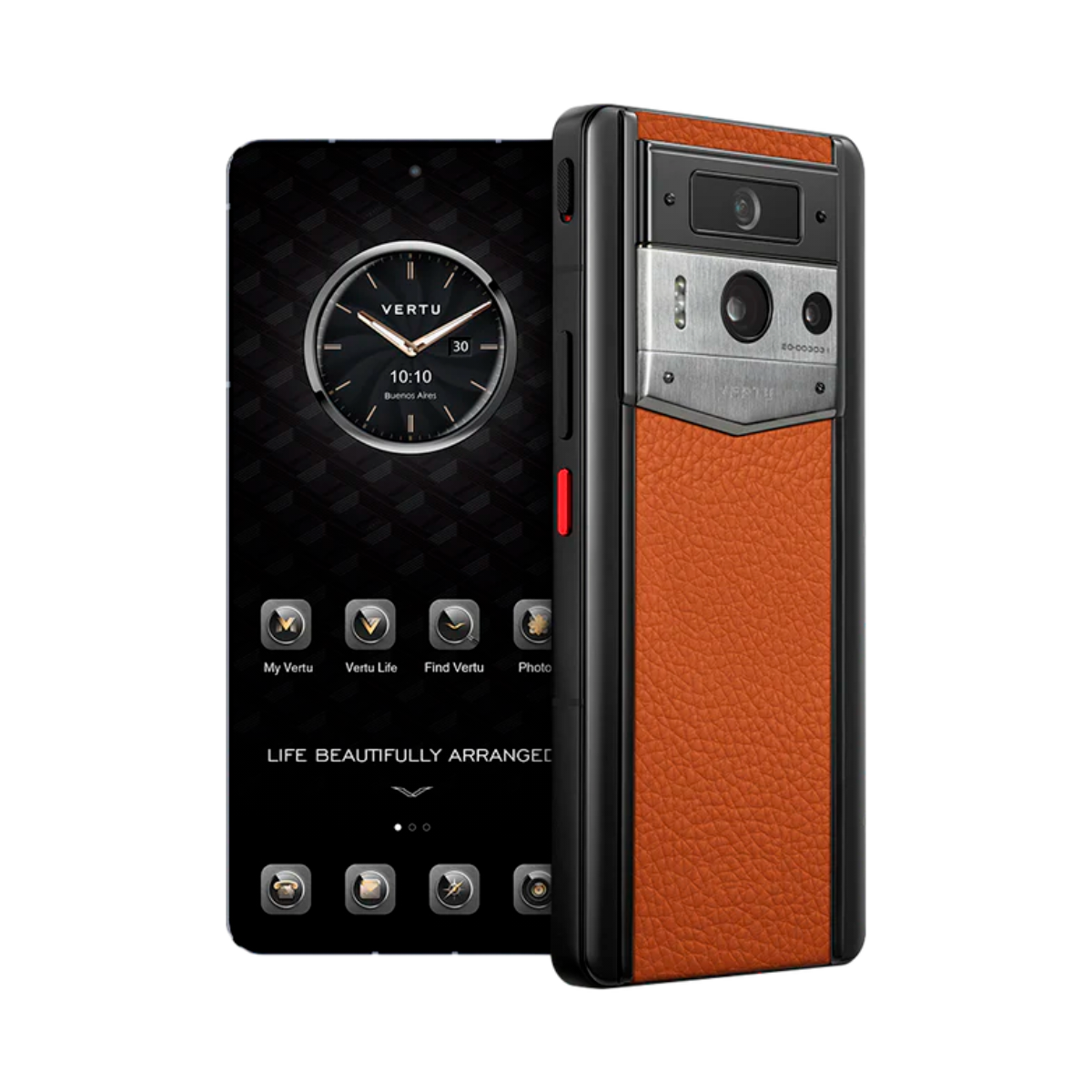 VERTU METAVERTU 2 PHONE WEB3 AI DAWNING ORANGE CALFSKIN(SILVER CASE)