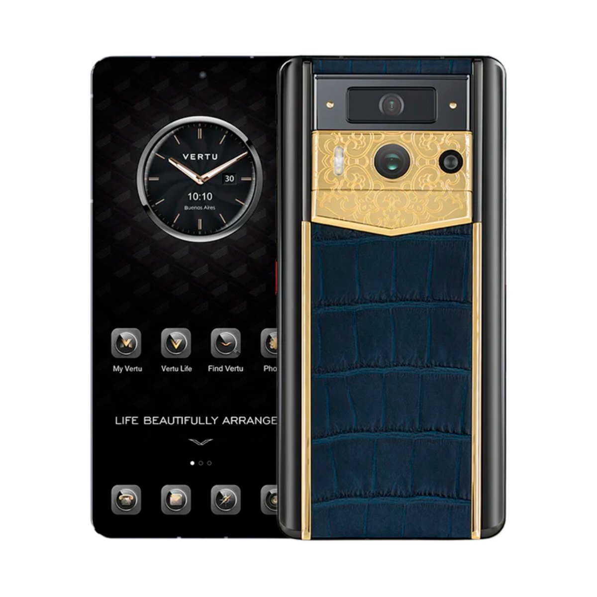 VERTU METAVERTU 2 PHONE WEB3 AI NAVY BLUE ALLIGATOR SKIN(GOLD)