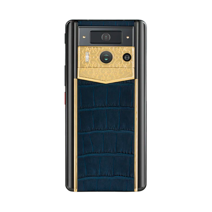 VERTU METAVERTU 2 PHONE WEB3 AI NAVY BLUE ALLIGATOR SKIN(GOLD)