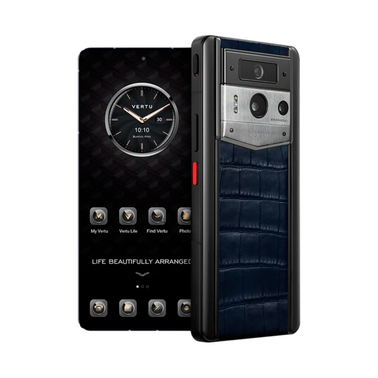 VERTU METAVERTU 2 PHONE WEB3 AI NAVY BLUE ALLIGATOR SKIN (SILVER CASE)